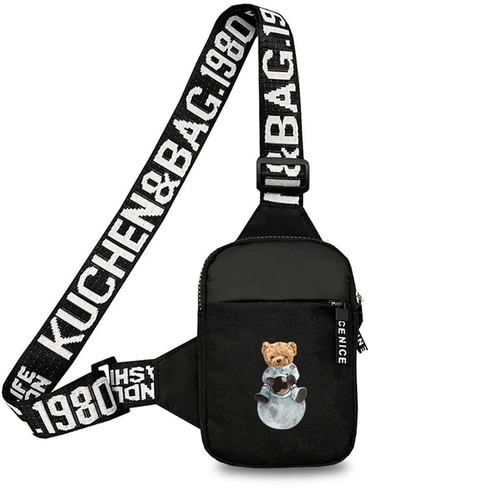 Chest Pack Fitness Yoga Outdoor Mini  Men Sports Running Bear Printing Series Fashion Chest Bag for Women for Men