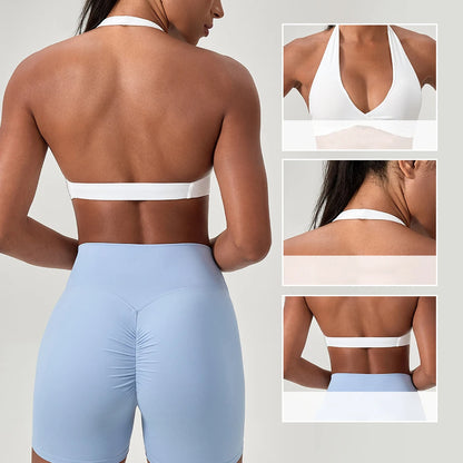 Women's Yoga Bra Halter Back Fitness Underwear Sexy Wire-Free Sports Vest Comfortable Breathable Bra