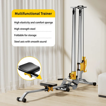 Multi-purpose LAT Pull Down Machine with High & Low Pulleys Rowing Machine100KG with LAT and Low Row Bars for Muscle Training