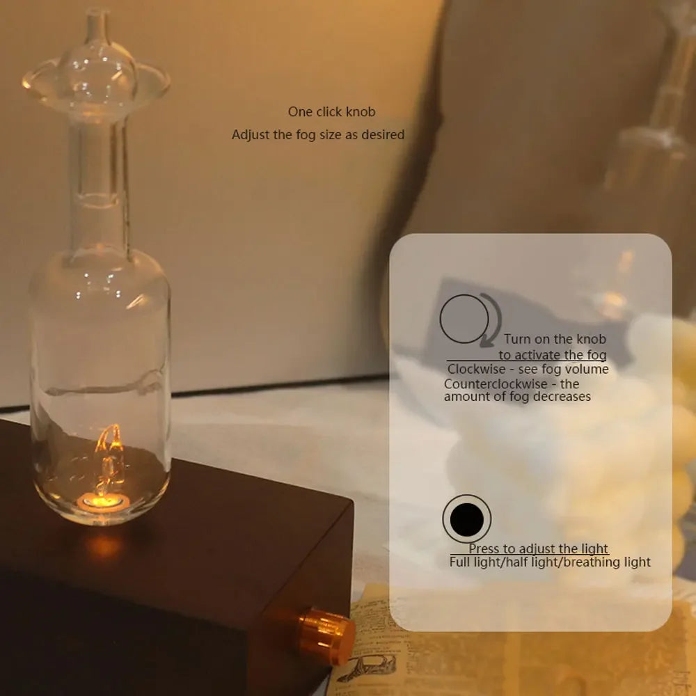 Waterless Fragrance Diffuser For Essential Oil 2600MAH Aromatherapy Diffuser Machine Glass & Wood Base Home Freshener Device