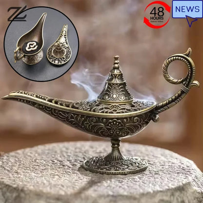 Antique Style Lamp Metal Incense Burner Scented Unscented Candle Holder Home Decor Gift Arabic Incense Burner