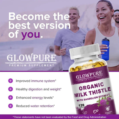 Organic Milk Thistle 9000mg 30X Concentrated Seed Extract, 80% Silymarin, Liver Support Cleanse Detox, Fatty Liver Supplements