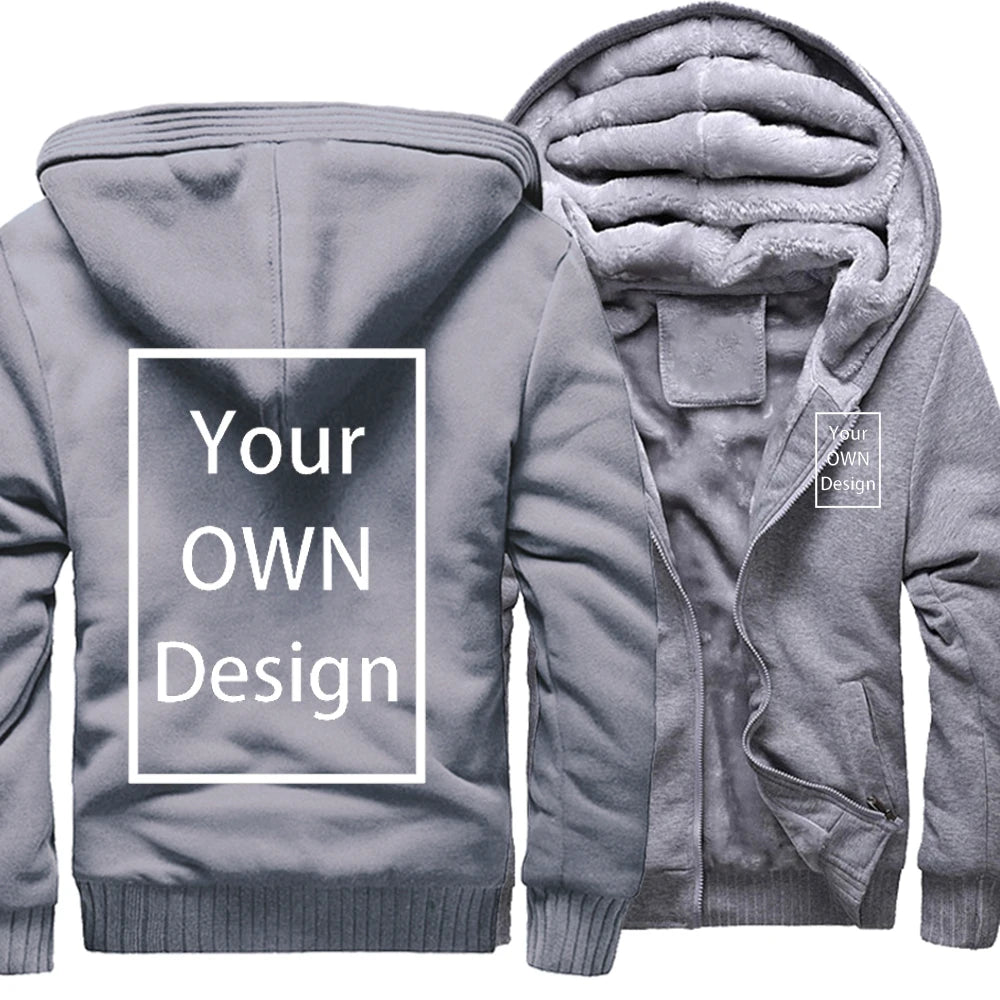 Your OWN Design Brand Logo/Picture Custom Men Women DIY Winter Thick Hoodies Sweatshirt Casual Hoody Clothes 24 Color Loose COAT