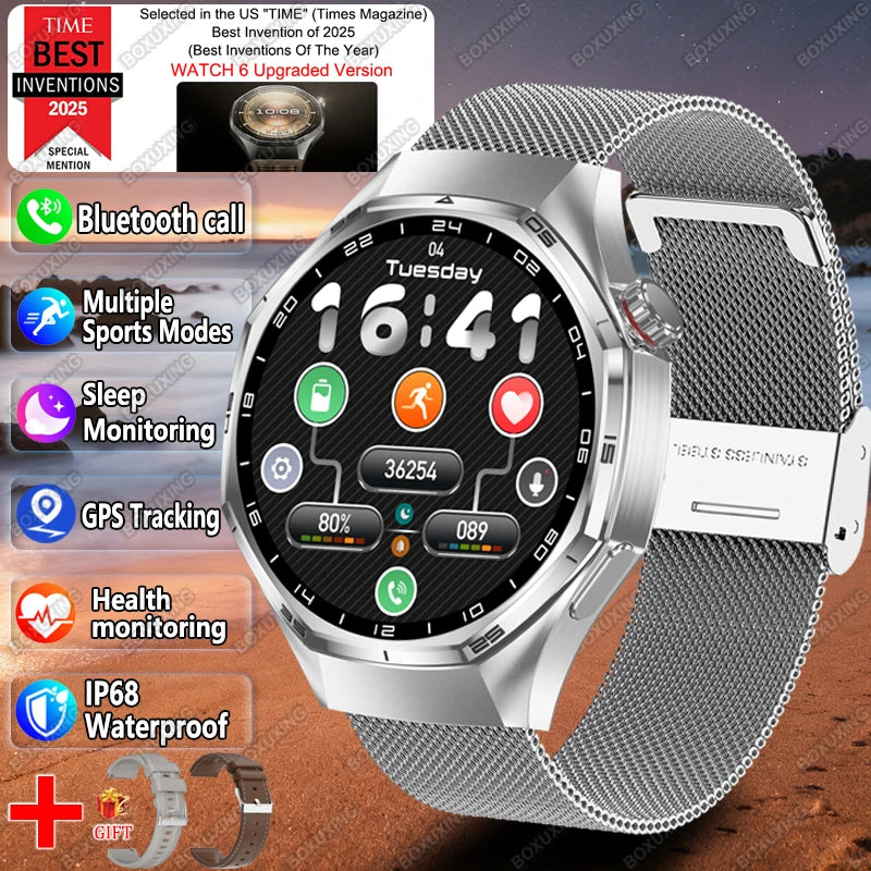 New Global Version Watch 6 Pro GPS Smart Watch Men Sports Fitness AMOLED Screen Health Monitor BT Call Waterproof Smartwatches