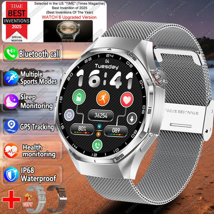 New Global Version Watch 6 Pro GPS Smart Watch Men Sports Fitness AMOLED Screen Health Monitor BT Call Waterproof Smartwatches