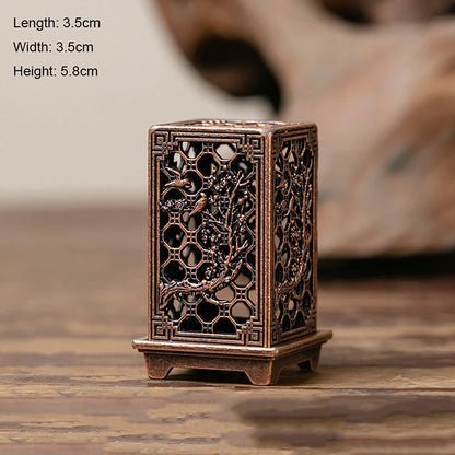 1pcs Square Vertical Chinese Incense Burners Small Alloy Incense Holder Indoor Aromatherapy Home Ornament Household Decoration