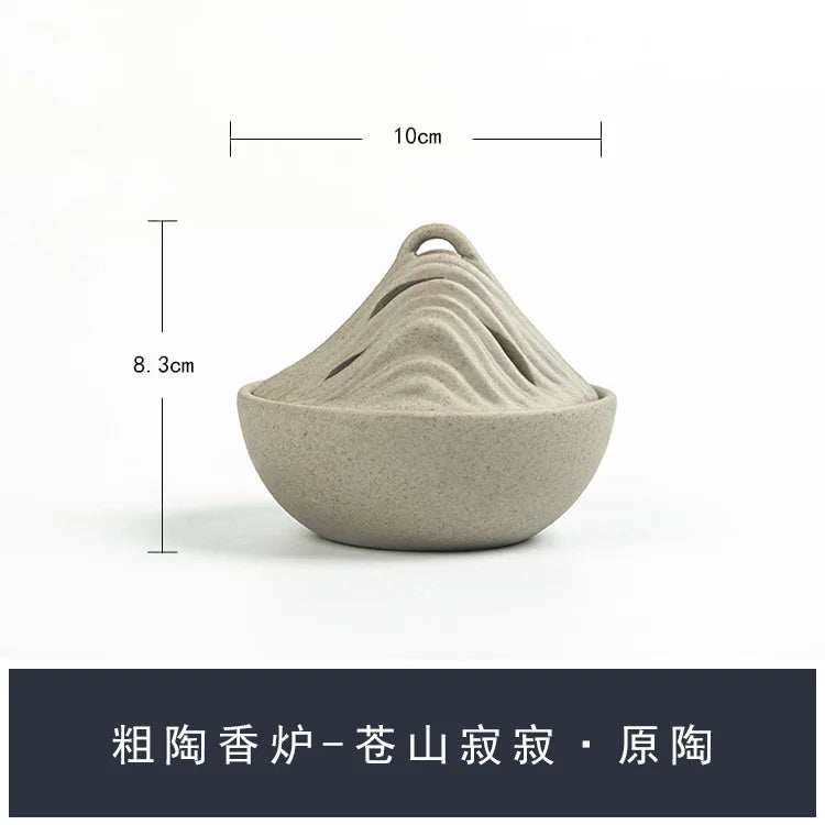 Antique coarse pottery incense burner creative manual large plate incense burner tea ceremony space incense burner