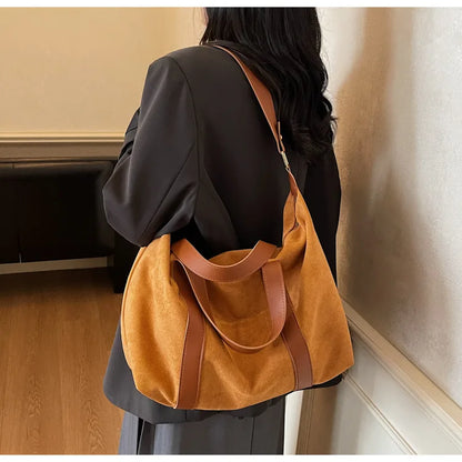 New handbag for womoen big totes Faux suede female Shoulder Crossbody Bags Large Capacity Travel Fitness bag brown bolsa