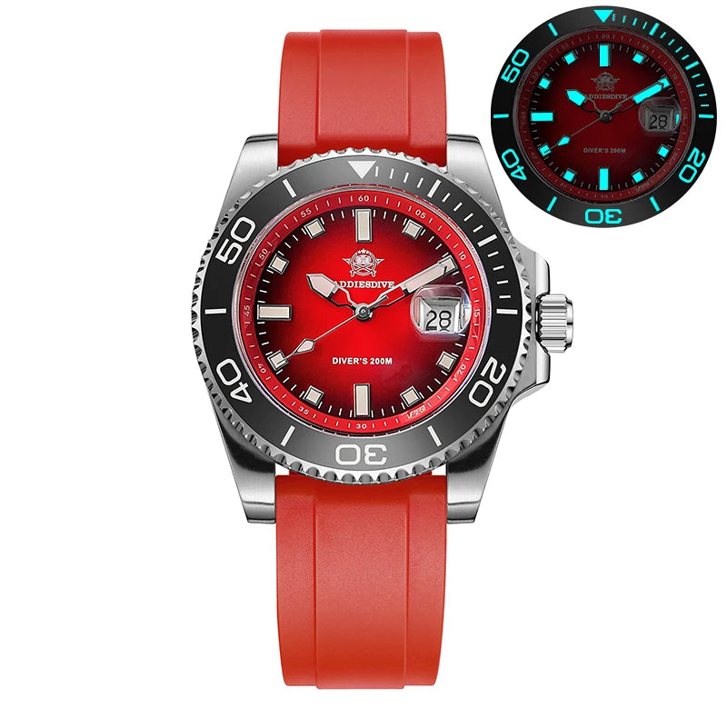 ADDIESDIVE New 41mm Men Watch Diving 200m Waterproof  AD2089 Top Brand Diver Wristwatch Stainless Steel Luminous Leisure Watch