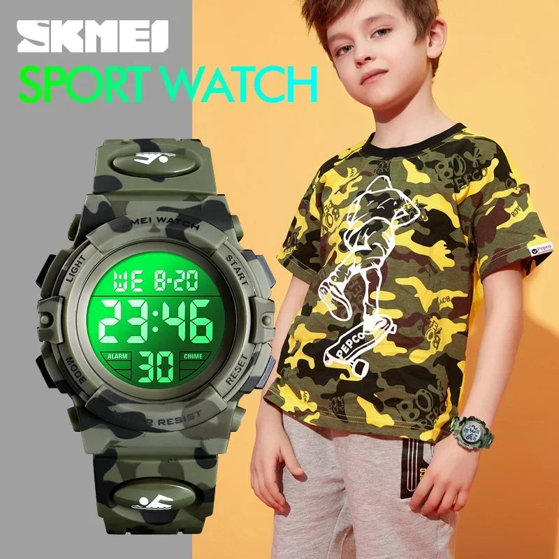 SKMEI 1548 Sport Children Shockproof Watch Waterproof Camouflage Colorful Light Boy Kids Girl Wristwatches 1266 relogio infantil
