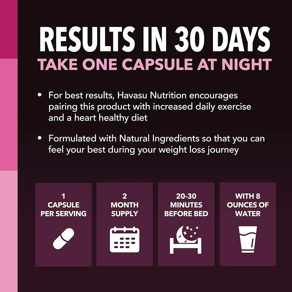 Night Time Fat Burner Weight Loss Supplement for Women, Overnight Sleep Fat Burning Weight Loss Pills, Support Metabolism