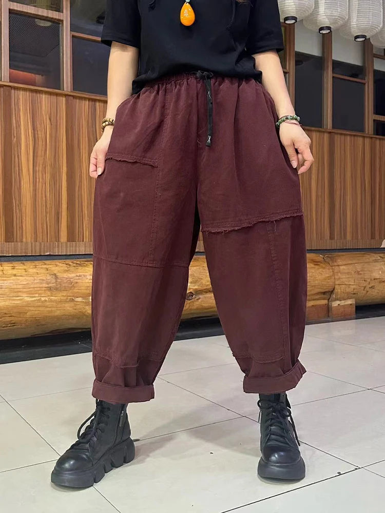 Amax LuluE Winter Fashion Fitness Pants Womens Loose Vintage Harem Trousers Ladies Casual Classic Elastic Waist Punk Streetwear
