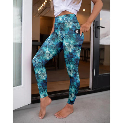 LETSFIND High Waist Women's Fitness Leggings 3D Digital Print Sexy Pockert Elastic Pants Fashionable Gym Trousers