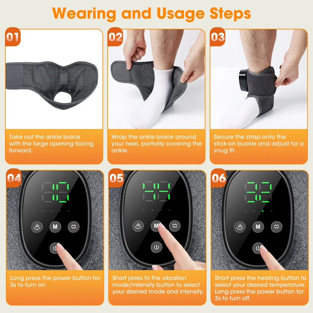 Electric Foot Massager Vibration Relaxation Ankle Massager Warm Hot Compress Ankle Brace Joint Sprain Support Ankle Protection