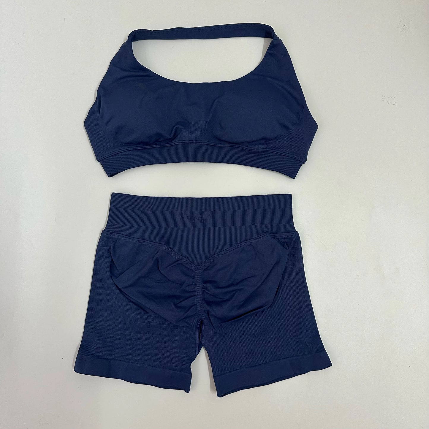 Yoga Shorts Sets Seamless Yoga Set Women 2Pcs Halter Sports Bra Scrunch Butt Gym Shorts Set Workout Clothes Summer Sportswear