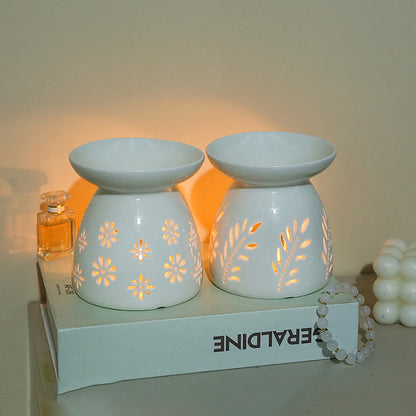 White Ceramic Hollow Incense Burner Candle Essential Oil Aromatherapy Diffuser Middle East Home Decor Ornament