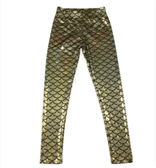 Woman Mermaid Fish Scale Leggings Slim Skinny Leggings Multicolor Printing Spring Summer Running Gym Stretchy Pants Trousers