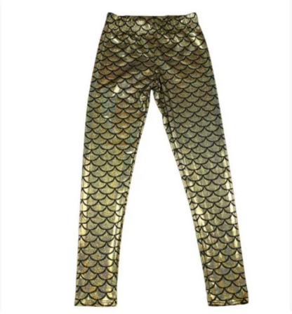 Woman Mermaid Fish Scale Leggings Slim Skinny Leggings Multicolor Printing Spring Summer Running Gym Stretchy Pants Trousers