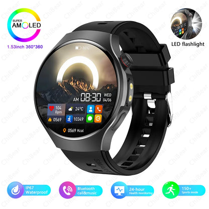 New Smart Watch Men Full Touch Screen Compass Bluetooth Call Flashlight Sports Activity Fitness Heart Rate Waterproof Smartwatch