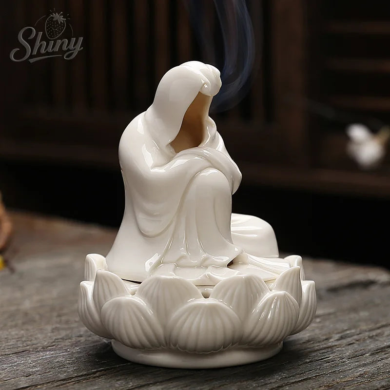 Ceramic Home Indoor No-phase Buddha Incense Burner Ornament Desktop Decorative Gift