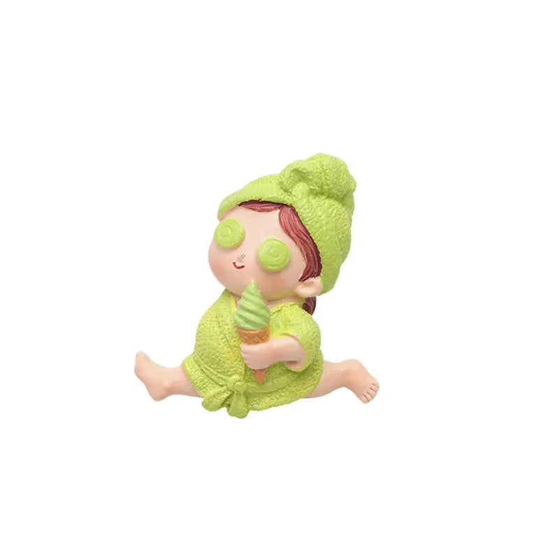 1pc Car Ice Cream Girl Vent Aromatherapy Clip Harmless Resin Cute Cartoon Comic Playful Bathrobe Interior Decoration Accessories