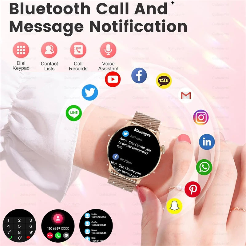2026New Smart Watch Women 1.43"Ultra-thin AMOLED HD Screen Sport Fitness Bracelet Custom Watch Face Voice Call Ladies Smartwatch
