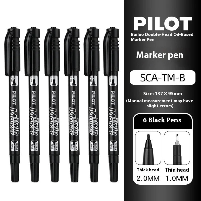Pilot SCA-TM Dual-Tip Marker,Water-Based Vibrant Quick-Drying Twin-Tip Permanent Ink Pens for Journaling,Scrapbooking&DIY Crafts