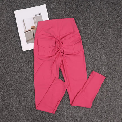 TRY TO BN Fitness Yoga Pants Sports Stretch Leggings Back Pockets Women High Waist Push Up Leggings Workout Running Gym Clothing