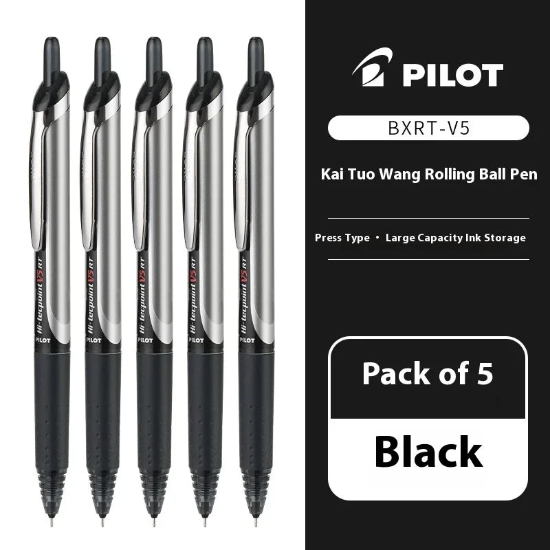 Japanese Pilot Gel Pen, BXRT-V5 0.5mm Metal Needle Tip Black Red Blue Ink,Premium Smooth&Precise for Signing,Exams,Journaling