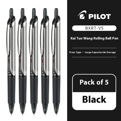 Japanese Pilot Gel Pen, BXRT-V5 0.5mm Metal Needle Tip Black Red Blue Ink,Premium Smooth&Precise for Signing,Exams,Journaling