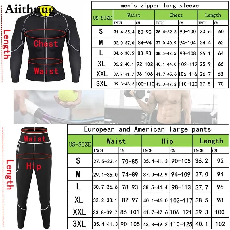 Aiithuug Men Neoprene Sweatpants Athletic Sauna Sweat 5 Times Sweating Pants Running Workout Sports Leggings Pocket Body Shapers