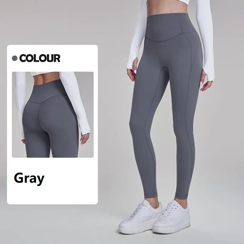 Women's Yoga Leggings Lycra Naked Feel Antibacterial with Pocket Reflective Print Fitness Sports Trousers