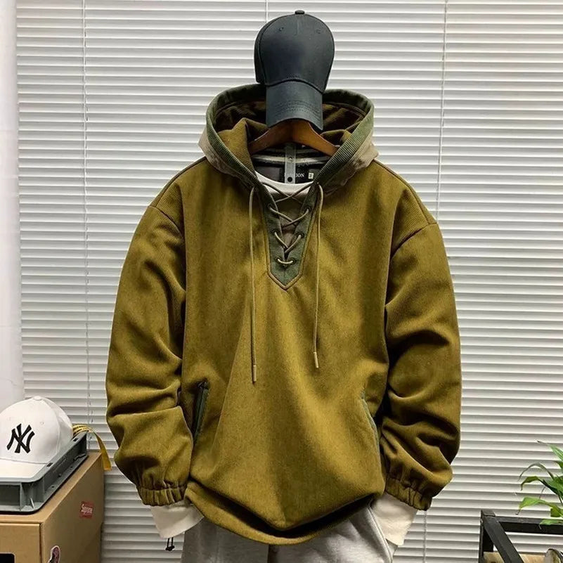 Spring and Autumn New Fashionable Solid Color American Retro Warm Hoodie Men's Loose Sports Large Size High Quality Coat L-4XL