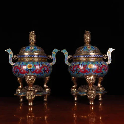 Incense burner household indoor living room copper body filigree enamel color pure copper incense burner accessories