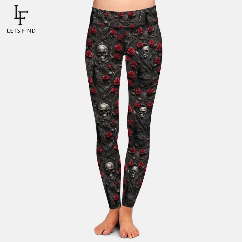New High Waist Flower Printed Women's Leggings Sports Tight Pants High Quality High Elasticity Slim Fit Tight Pants