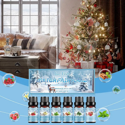Aromatherapy Oil Set for Diffuser Fragrance Oil Kit 6Pieces Oil Set Winter Scented Oil Pure Blend Diffuser Oil for Humidifier