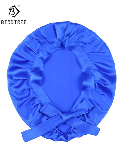 BirdTree 100% Real Silk Sleep Cap for Women, Hair Care Natural 19 Momme Silk Postpartum Hat, Night Bonnet with Tie T32101X
