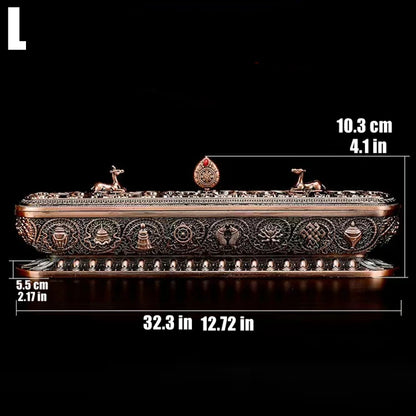 Sanskrit Incense Stick Burner Alloy Buddhist Tibetan Indoor Golden Meditation Engraving Temples Smoke Supply Furnace Ornaments