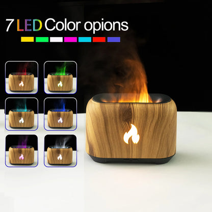 Aroma Diffuser USB Desktop Flame Aroma Diffuser Humidifier 7 Colors Simulation Light Aromatherapy Air Purifier for Bedroom
