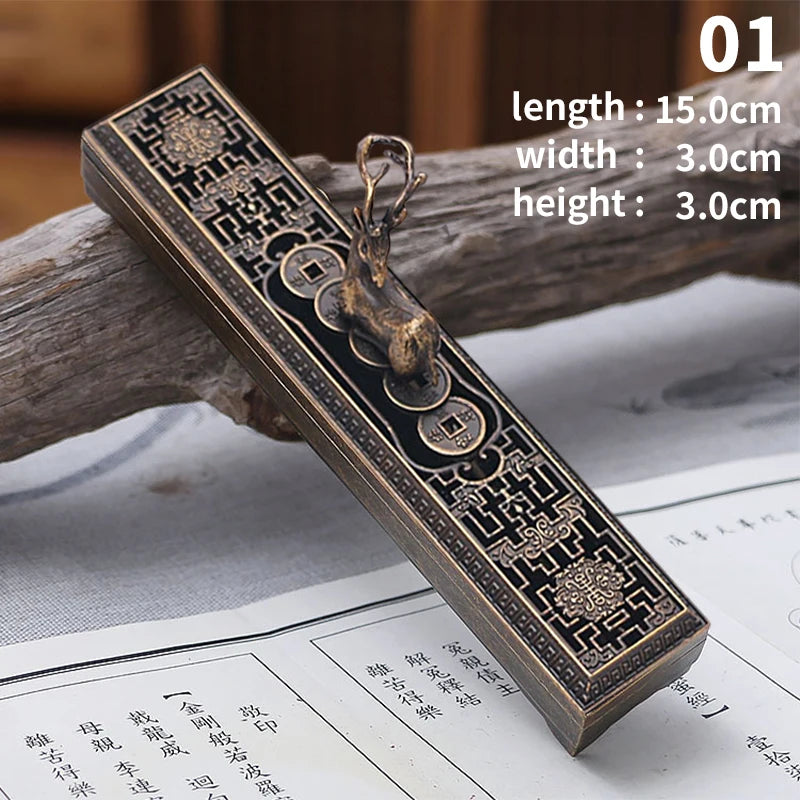 Creative Retro Black Wooden Incense Holder Home Office Incense Burner Carving Censer Box Traditional Chinese Type Wood Handmade