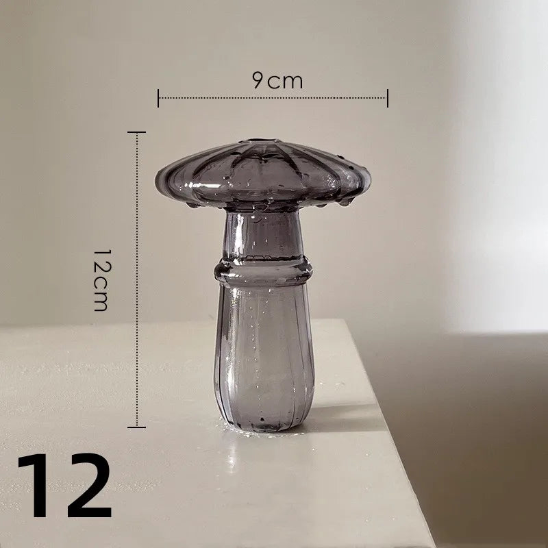 New Mushroom Glass Vase Creative Plant Hydroponic Vase Home Transparent Aromatherapy Bottle Small Vase Table Flower Decorations