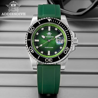 ADDIESDIVE New 41mm Men Watch Diving 200m Waterproof  AD2089 Top Brand Diver Wristwatch Stainless Steel Luminous Leisure Watch