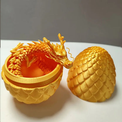 3D Printed Dragon Egg with Articulated Dragon Toy Flexible Chinese Dragon Model Figurine Home Desk Car Ornament Decor Gift