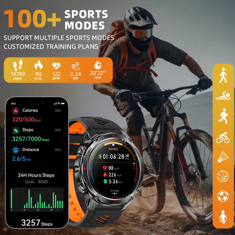 LIGE 2026 New Professional GPS Track Sports Smartwatch Outdoor RIDE Run Compass Altimeter 3ATM Fitness Bracelets 540mAh Watches