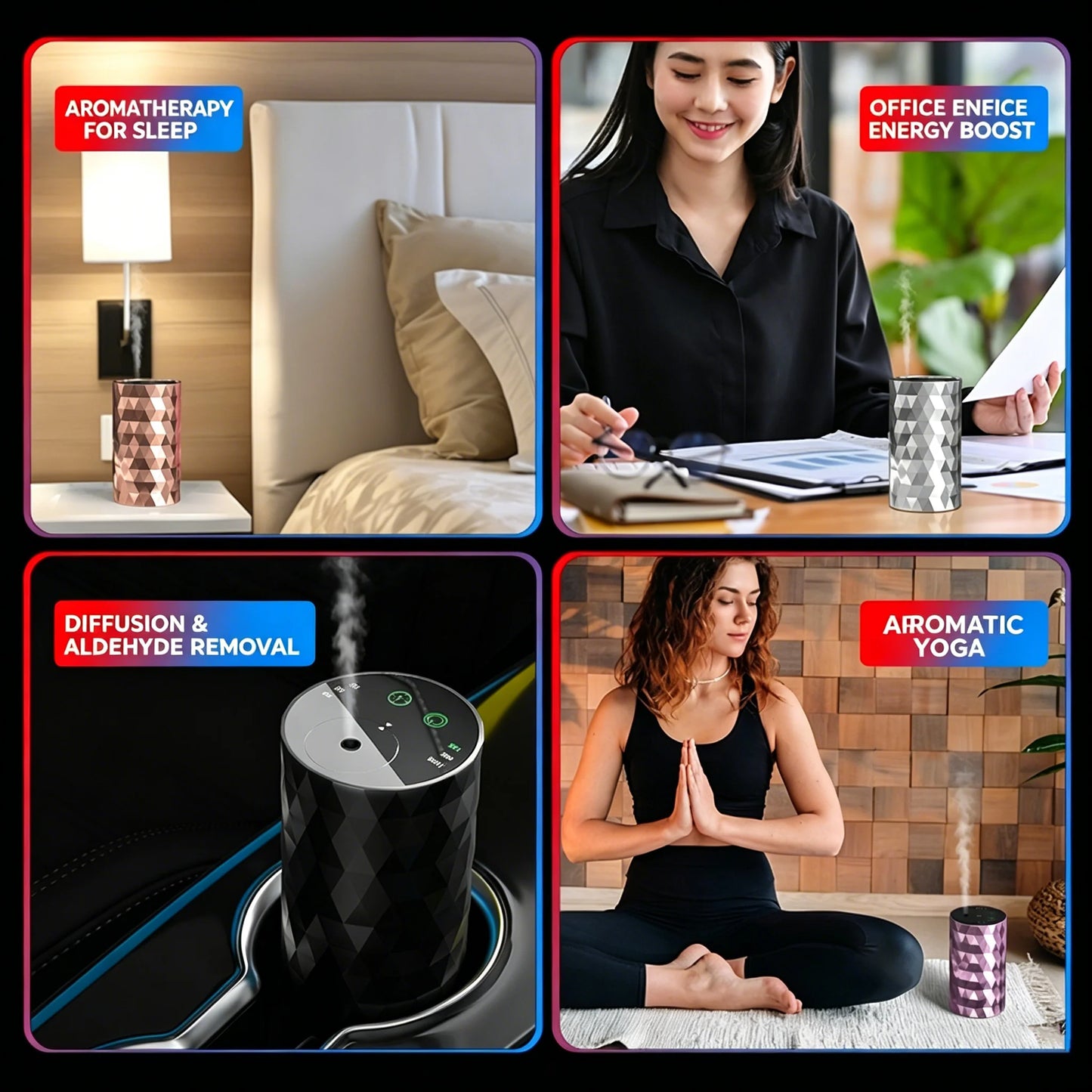 Smart Car Aluminum Alloy Aromatherapy Machine, Dual-Fluid Car Aromatherapy, Waterless Essential Oil Rechargeable Diffuser Fragra