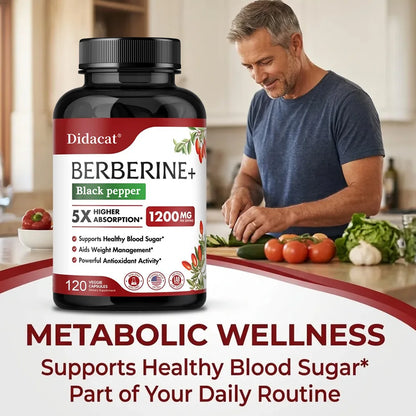 1200 MG Premium Berberine Supplement Capsules Supports Immune System, CardiovascularHeart & Gastrointestinal Wellness