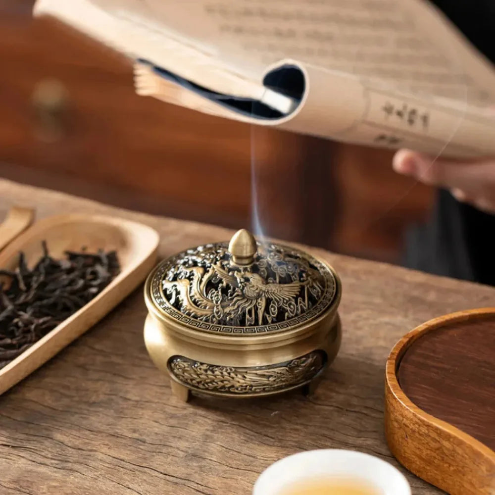 Dragon And Phoenix Plate Incense Burner - Antique Incense Burner - Line Incense Agarwood Incense Burner - Buddha Incense Incense
