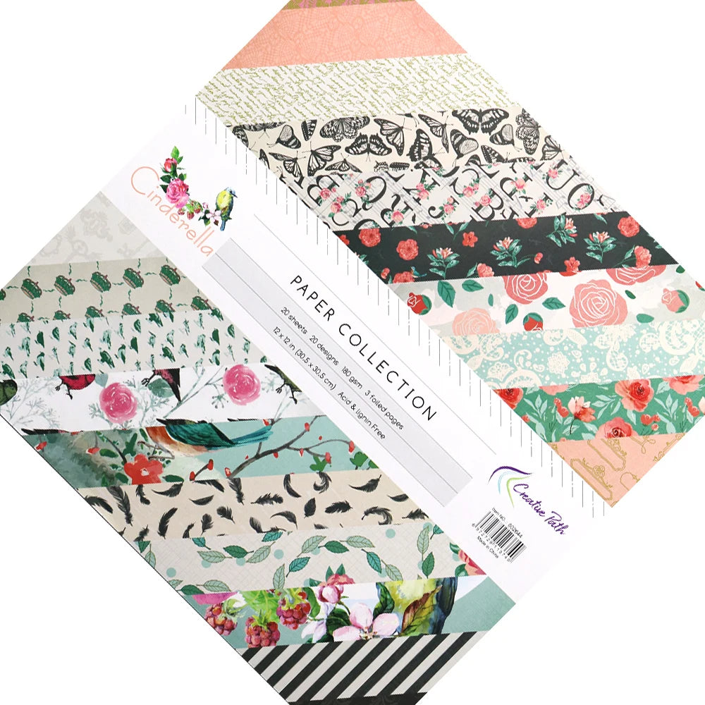 Creative Path 12x12 Inch Flower Pattern Decorative Scrapbooking Paper Floral Junk Journaling Scrapbook Background Paper 30x30 cm