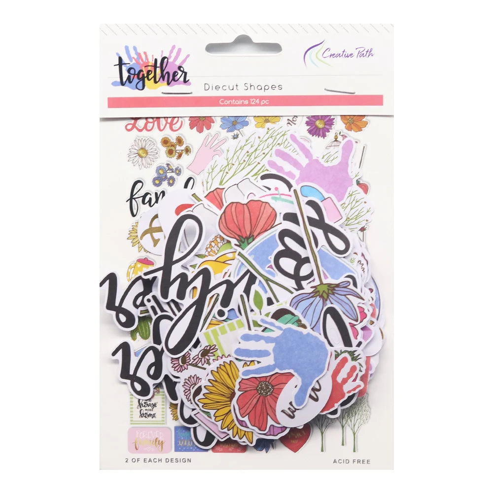 Creative Path 124pcs Paper Diecuts Shapes Foil Ephemera Scrapbooking Supplies Crafts Journaling Cardmaking Embellishments