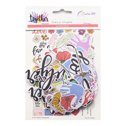 Creative Path 124pcs Paper Diecuts Shapes Foil Ephemera Scrapbooking Supplies Crafts Journaling Cardmaking Embellishments